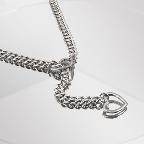 Slip Chain Necklace for Women, Adjustable Heart O-Ring Collar Choker Stainless Steel Chain, Goth Jewelry Gift, Available in 25-34''3