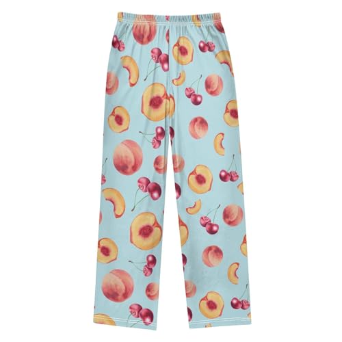 Peach Cherry Boys Pants Boys Athletic Pants Long Pant for Boywith Pockets Wide-Leg Size 6-14Y2