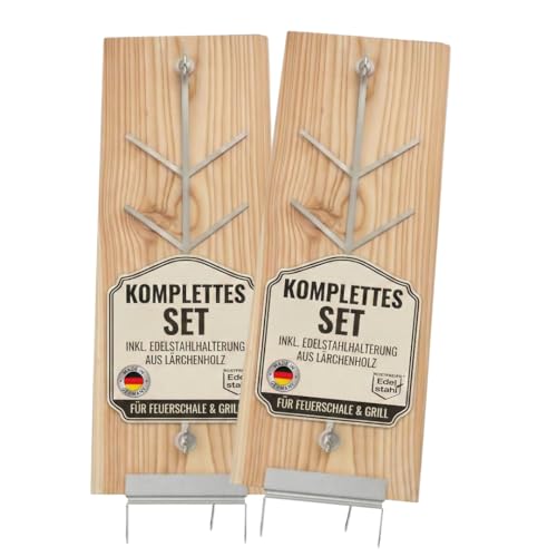 Flammlachsbrett 2er Set Lärche für die Feuerschale und den Kugelgrill