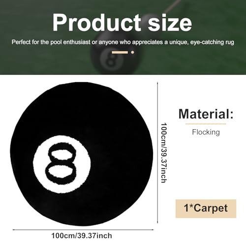 Tapis rond de rugby en velours végétal blanc et noir 100 cm