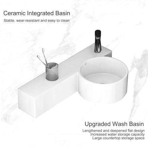 Mueble de baño suspendido negro con lavabo pequeño y grifo para ganar espacio 6