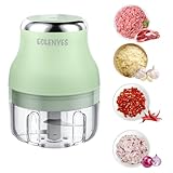 Vegetable Chopper, 100ML Electric Garlic Chopper, Rechargeable Mini Blender, Powerful Small Food Processor, Blender to Vegetable, Wireless Food Cutter for Ginger, Chili, Fruit, Meat, etc（Green）