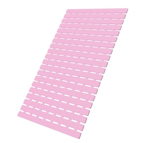 MBOSS Bath Tub Shower Mat Non Slip Bathtub Mats for Bathroom Shower Floor Mat Bath Mats for Shower Tub Anti Slip Shower Mat with Drain Hole and Large Suction Cups (Pink, 27.5 X 15.7 Inch)