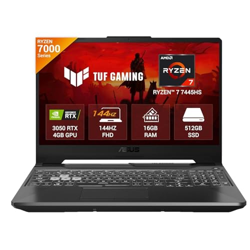 ASUS TUF A15, AMD Ryzen 7 7445HS, Gaming Laptop(RTX 3050-4GB/75W TGP/16GB RAM/512GB SSD/FHD/15.6'/144Hz/Backlit...