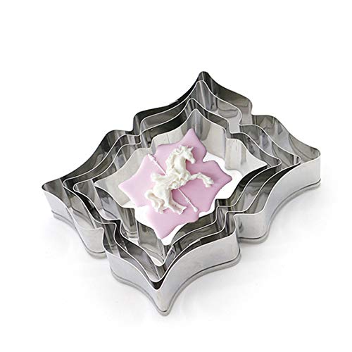 Cookie Cutters Set of 4 pcs Stainless Steel Wedding Frame Blessing Boxes Shaped Cookie Cutter Mold Set Cartoon Baking Mold Pastry Biscuit Cake Fondant Decorations Mould for Baking DIY Model 9