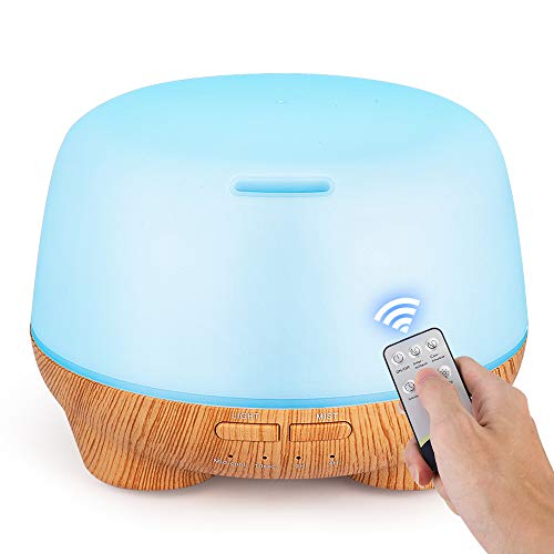 Difusor Zoeson 500ML para aceites esenciales, difusores de aromaterapia humidificador ultrasónico de niebla fría, luz LED de 7 colores que cambia para la oficina del dormitorio