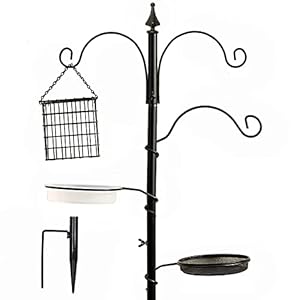 yosager Premium Bird Feeding Station Kit, 75″ x 21″ Bird Feeder Pole, A Multi Feeder Hanging Kit with Metal Suet and Bird Bath for Attracting Wild Birds, Planter Hanger