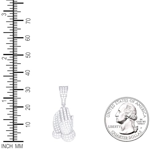 14K White Gold Look 925 Sterling Silver Mens 0.81ct Moissanite Praying Hands Symbol Religious Charm Pendant2