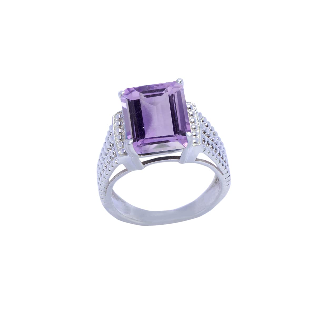 Schöner Edelstein -Amethyst in achteckiger Form, facettierter lila Amethyst, 925er Silberring – schöner Schmuck, größtes Geschenk für Frauen, Rohsteinring