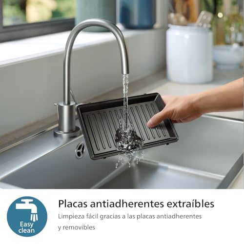 Miniatura 5 de Sandwichera Philips Serie 5000-3 Juegos De Platos Para Paninis, Sándwiches Y Gofres, Placas Antiadherentes Para Parrilla, Cortar Y Sellar, 750 W De Potencia, Negro Hd2350 80