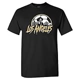 Xtreme Apparrel Los Angeles Soccer Skyline Men's Fan T-Shirt (Black Shirt, M)