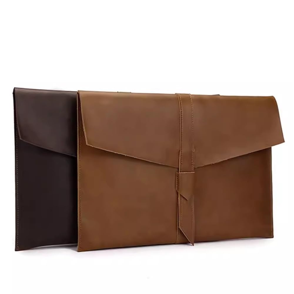Etui na dokumenty ze skóry PU, Skórzany organizer na dokumenty i koperty o dużej pojemności, brązowy/kawowy, 34 x 25 cm(Coffee)