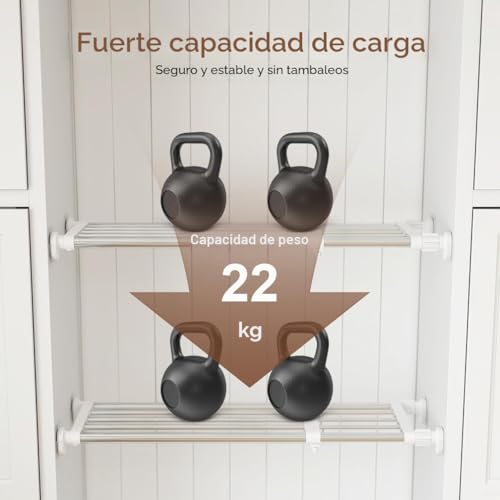 Estante de tensión Hershii ajustable para almacenamiento en armarios y baños 3