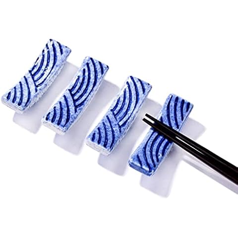 4 Pieces Japanese Chopstick Holders, Ceramic Chopstick Rest (BL) Cover