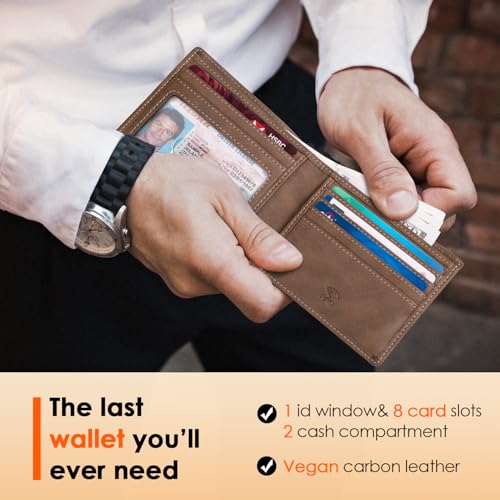 RUNBOX Wallet for Men Slim Leather Bifold RFID Blocking Minimalist Front Pocket Design with Gift Box4