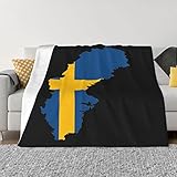 Swedish Map Flag Ultra-Soft Micro Fleece Throw Blanket Lightweight Blanket for Sofa Couch Chair Bedroom 40'x30'