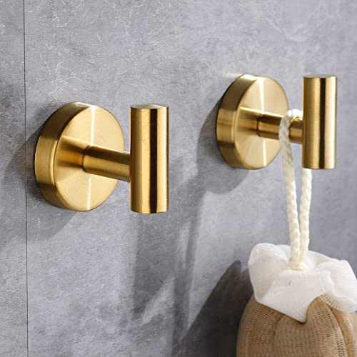 Crochets pour peignoirs or brossé et barres murales compactes pour optimiser une petite douche