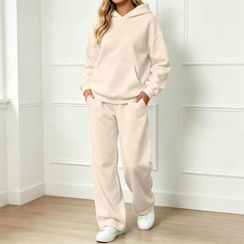 Womens Sweatsuits 2 Piece Set,Fall Sets For Women,Two Piece Sets For Women Fall Beige Large - image 2