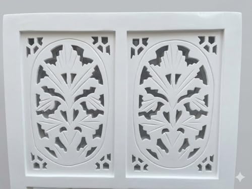 Image of Wooden Room Wall Partition /Divider /Separator 2 Panel for Home Decor /Living Room /Bedroom /Office /Kitchen, (4 Feet 2 Panel White)