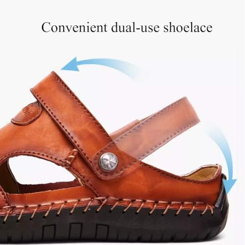 Men's Leather Sports Sandals Slippers Outdoor Hiking Shoes Beach Athletic Fisherman Walking Summer Anti-Slip Lightweight2