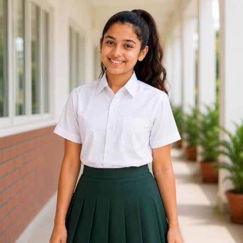 Image of A&M Threads White Half Sleeve School Uniform Shirt for Boys