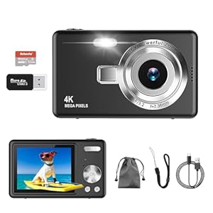 4K Digital Camera, Autofocus 50MP Vlogging Camera with 32G SD Card, 16X Zoom, Flash, Compact Portable Small Point and Shoot Digital Camera for Kids Student Teens Adult Beginner