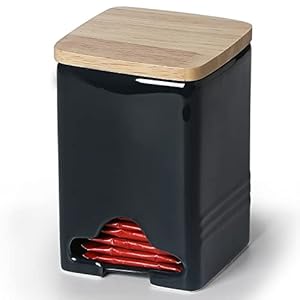 Quxija Marineblau Keramik-Teebeutelablage mit Holzdeckel