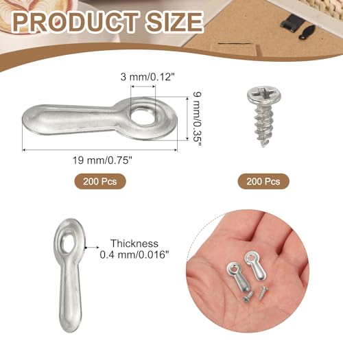 Image of uxcell 200pcs Picture Frame Backing Clips, 0.75 inch Photo Frame Turn Buttons Fasteners Hardware Corner Clip with 200pcs Screw for Hanging Pictures Craft Drawings, Silver