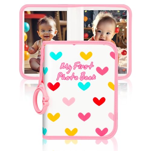 Baby Photo Book Holds 21 4x6 Photos, My First Photo Book for Baby or Toddlers, Love' Baby Photo Album Soft Cloth Family Book, Cute Book Gift for Babies Shower Newborns Family Photos (Pink)