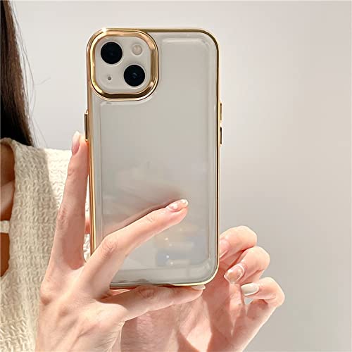 Coque iPhone 12 Pro transparente en silicone souple avec placage de luxe or
