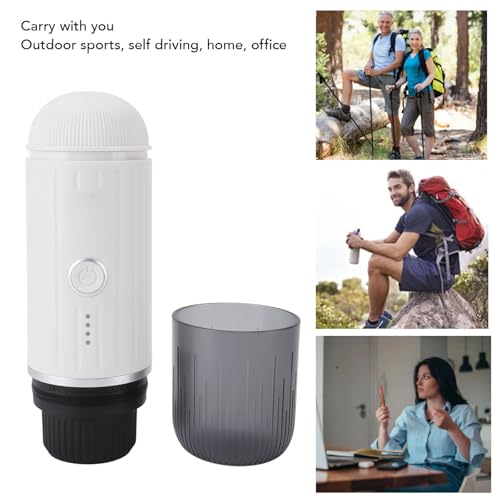 Riuulity Tragbare Kaffeemaschine Hochdruck-Mini-Kaffeemaschine Home Travel Office Lithium-Batterie (WHITE)