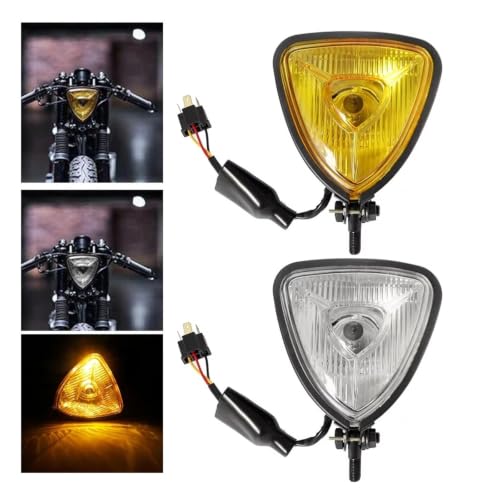 Phare de moto projecteurs avant triangle pour customisation Cruisers Retro - 3