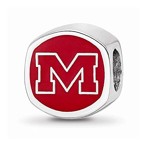 LogoArt LogoArtSterling Silver Ole Miss Rebels Cushion Shaped Double Logo Bead