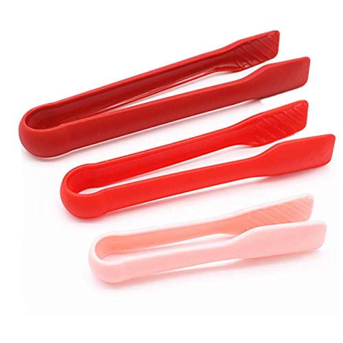 Mini Plastic Barbecue Grill Kitchen Cooking Tongs for BBQ Salad Cake (Red)