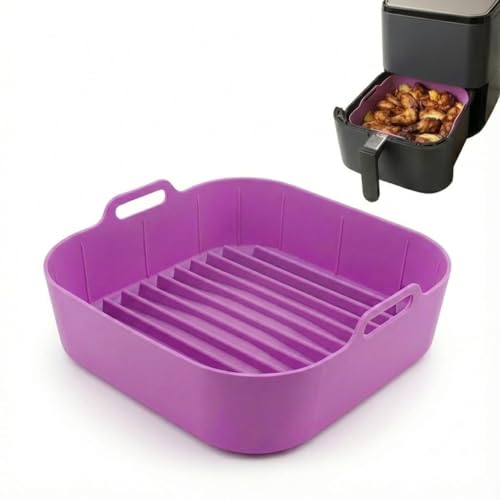 Silikonform 22 cm für Heißluftfritteuse – Quadratischer Silikoneinsatz für Airfryer | Kompatibel mit Cosori Dual Blaze & 6–8 L Modellen | Wiederverwendbares Zubehör, BPA-frei & spülmaschinenfest