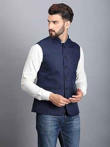 Image of Ethluxis Men's Designer Solid Nehru Jacket /Waist Coat /Bandhgala