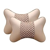Almohada Cervical Coche para Seat MII Ibiza Leon Arona Ateca Tarraco Alhambra, Reposacabezas CojíN Cómodo Transpirable Suave Protector Soporte Cuello Accesorios Interiores,A-Beige