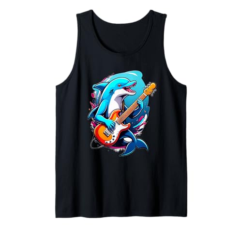 Cool Shark with Electric Guitar Tank Top