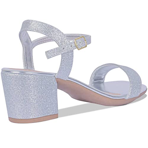 Sandália Festa Brilho Elegante Salto Grosso Baixo A3.19 C Cor:Prata;Tamanho:40;Genero:Feminino