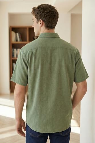Image of Allen Solly Men's Textured Casual Shirt | Drop Shoulder | Half Sleeve | Relaxed Fit | Casual & Streetwear Style