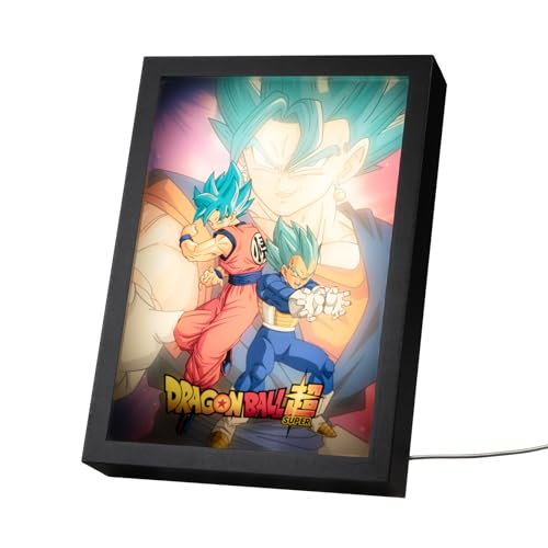 Grupo Erik Cuadro Dragon Ball Manga - Marco Dragon Ball Super Luz Led, Cuadros Decoracion Dormitorios | Lampara Escritorio - Regalo Merchandising Oficial : 3 Tonos Luz y 5 Niveles de Brillo, 20x28cm
