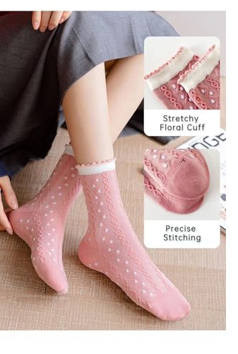 Vintage Embroidered Floral Socks for Women Combed Cotton Crew Socks3