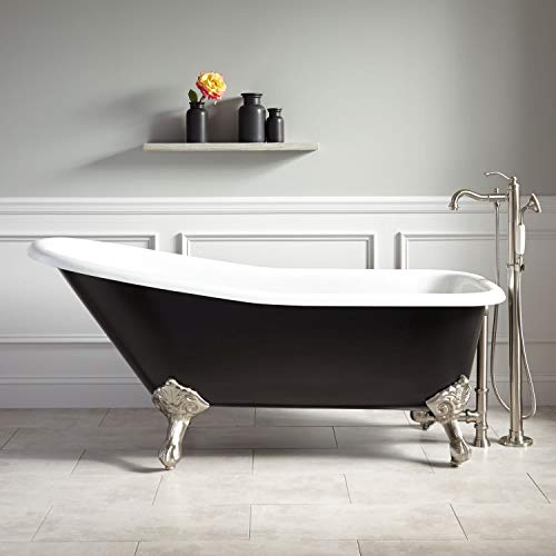 Signature Hardware 931049-66-RR Goodwin 66' Cast Iron Soaking Clawfoot Tub with Pre-Drilled Overflow...