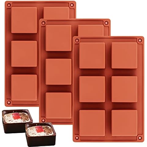 Ocmoiy 3Pcs Silicone Brownie Pan 2" x 2" x 1" Square Chocolate Baking Molds for Brownie Bites, Muffins, Fudges, Truffles, Keto Fat Bombs Cover