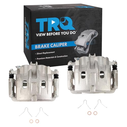 Image of TRQ Front Brake Caliper Set Zinc Coated Brackets Hardware Compatible with 2003-2006 Acura MDX