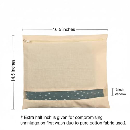 Image of VEDANTIKA Cotton Saree Covers for Storage Pack of 24 Big Size 16x14 Inch Saree Bags with Zip Transparent Mesh Window Saree Organizer for Wardrobe Clothes Storage Bags - Beige