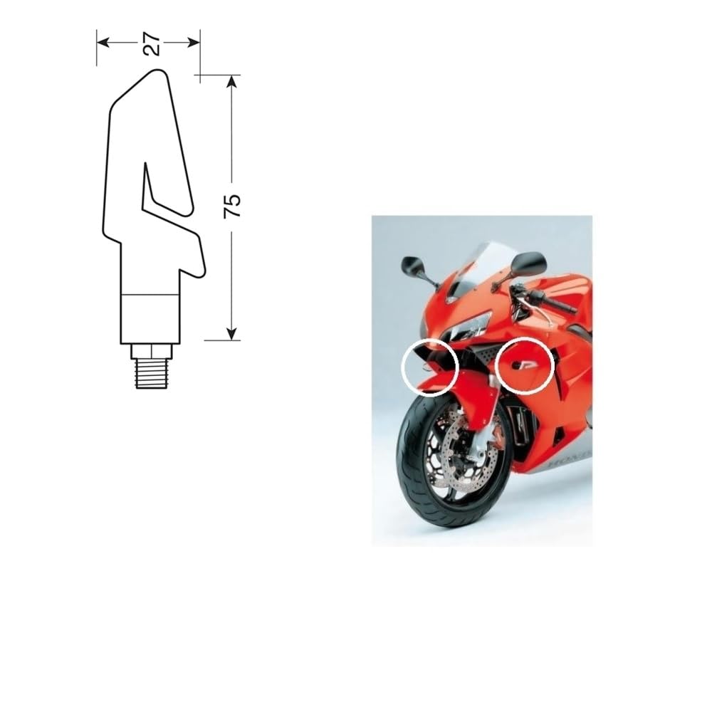 COMPATIBILE CON TRIUMPH DAYTONA R 675 ABS FRECCE PER MOTO A LED OMOLOGATE 12V FRECCIA NERA 1 COPPIA DI INDICATORE DI DIREZIONE LENTE FUMÈ LUCE ARANCIO 75CMX27CM