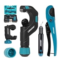 LIBRATON Rohrschneider 3-50MM, Hochleistungs-rohrschneider Edelstahl, PEX-Rohrschneider, Entgrater und Rohrreibahle, 5tlg Rohrabschneider Set für Kupfer, Aluminium, PEX, PVC, mit Aufbewahrungsbox