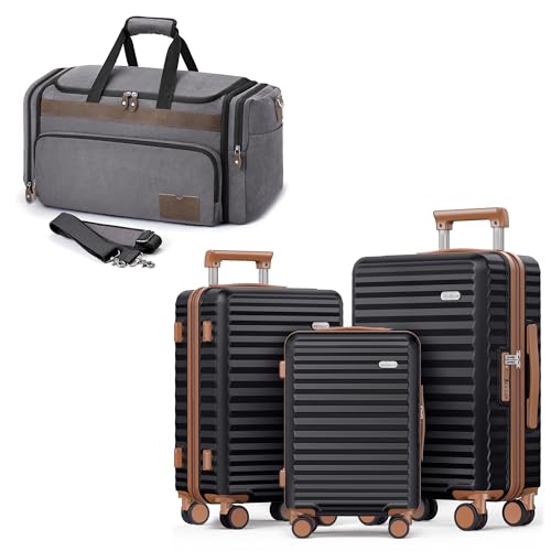 SHOWKOO Luggage Sets 3 Piece Hardside Expandable Suitcase & Duffle Bag for Travel 60L Expandable Canvas Travel Bag