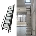 EXCLURA 8 9 10 11 12 13 Ft Long Attic Stairs, Attic Folding Ladder for Roof Hatch, Aluminum Ladder Black Loft Attic Stairs, Fire Escape Step Ladders(8 step-257cm(8.4ft))